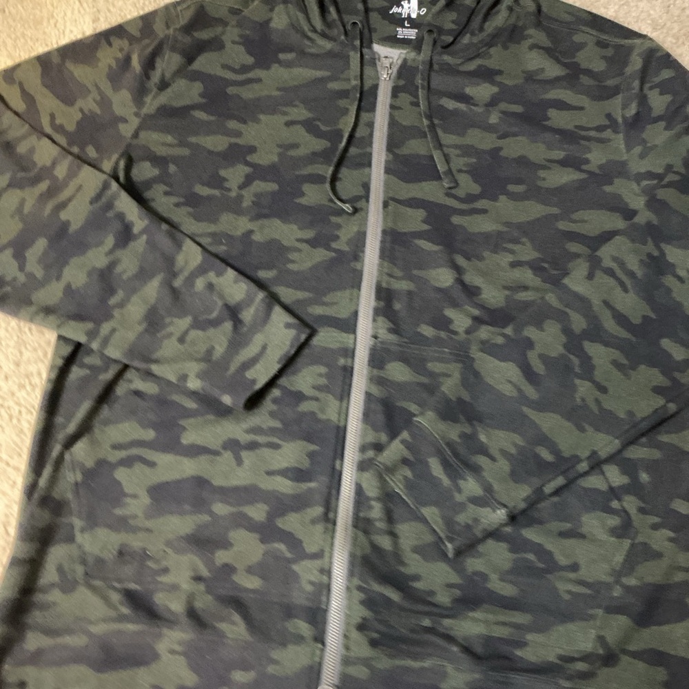 johnnie-O Dark Green Camouflage Zip-Up Sweater - Picture 2 of 6